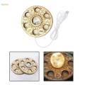 LED Light Base Pedestal Wooden Display Base Stand for 3D Crystals Vase. 