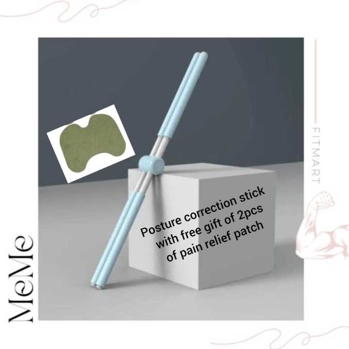 Posture Corrector stick with FREE GIFT OF 2pc pain relief patch ,Yoga Sticks Stretching Tool, Yoga Training Sticks for Posture, Retractable Design Humpback Correction Stick for Adult and Child, Open Shoulder, Back Straightener Posture Corrector