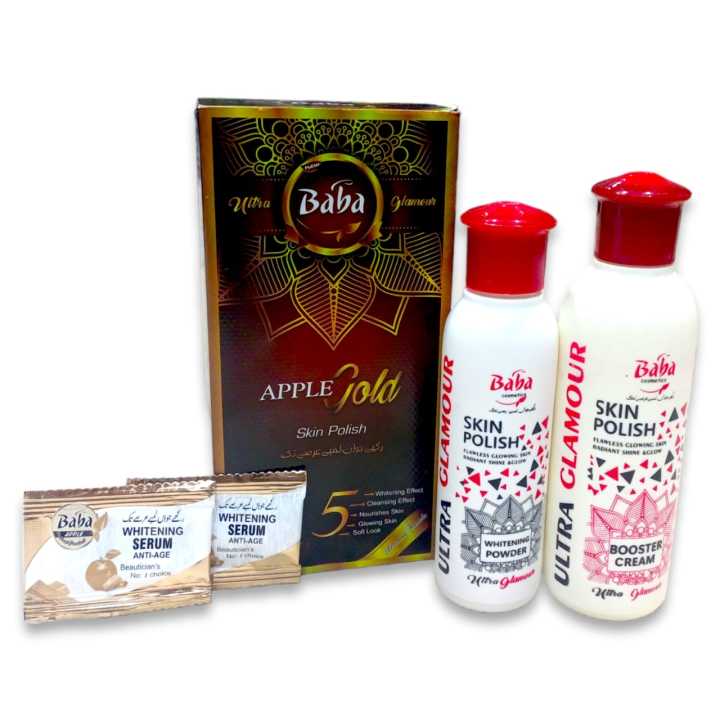Baba Apple Gold Ultra Glowing Skin Polish Kit With Two Whitening Serum Sachet