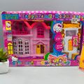 Mini Doll House Set For Girls Lovely Pink Doll House For Girls - Pink Color Dollhouse Furniture Set. 