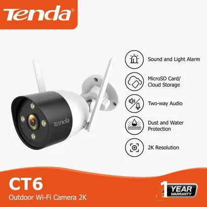 Outdoor Camera Tenda CT6  Outdoor Wi-Fi Camera 3MP 2K Color VIew Two Wat Talk Human Detection