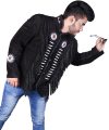 Genuine Cowhide Suede Fringe Leather Jacket Men - Traditional Native American Real  Western Coat - Fringed and Beaded Winter Black Leather Jackets. 