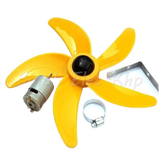 Set of 12" inch Fan and 12 Volt DC Motor DIY 5 Wings Fan
