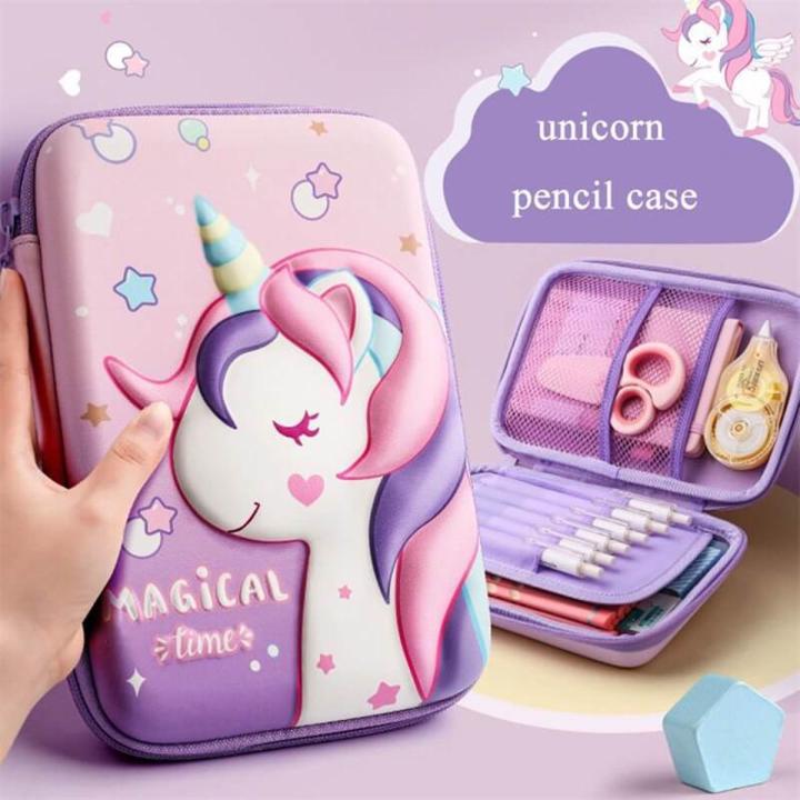 3D EVA Unicorn Pencil Case 3 Layer Large Capacity Geometry Box