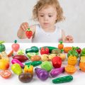 Magnetic Wooden Cutting Fruits Vegetables Pretend Play Simulation Kitchen Toys Classic Game Montessori Educational Toys For Kids. 