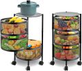3 Tier Round Basket 360-Degree Rotating Moveable Vegetable & Fruit Organizer Rack for Kitchen Storage Baskets. 