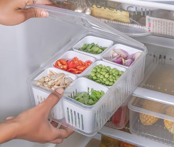 6 grid Fridge Storage Boxes fridge storage containers Kitchen ...