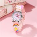 Casual Cute Kids Watch Kawaii Cartoon 3D Unicorn Pink Silicone Girl Arabic Digital Quartz Wristwatches Children Relojes Bracelet. 