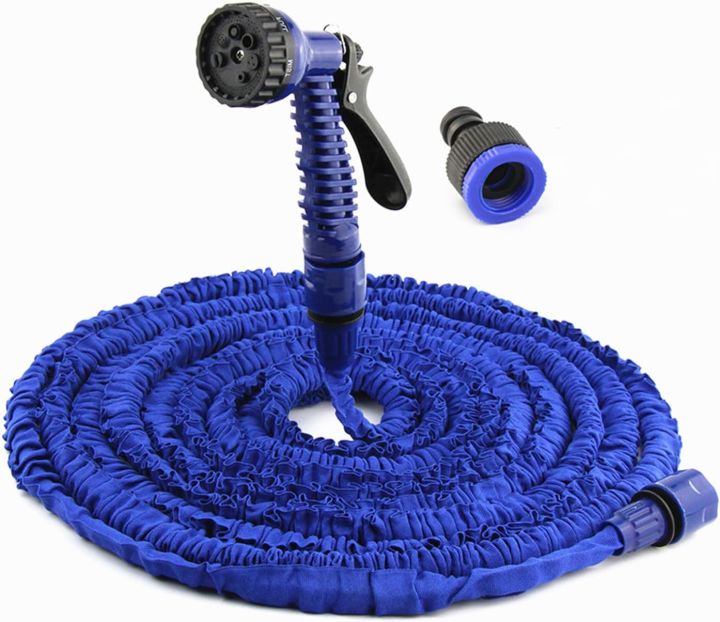 100FT Garden Hose Pipes Flexible Water Hose Pipe Expanding Magic Hose with 7 Multi-Functional Nozzles & 2 Connectors, Blue