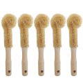 【FUN LIVE】 Coconut Fiber Brown Kitchen Cleaning Brush Natural Coir Brush Hemp Fiber Non-Stick Skillet Brush Dish Washing Bottle Cleaner. 