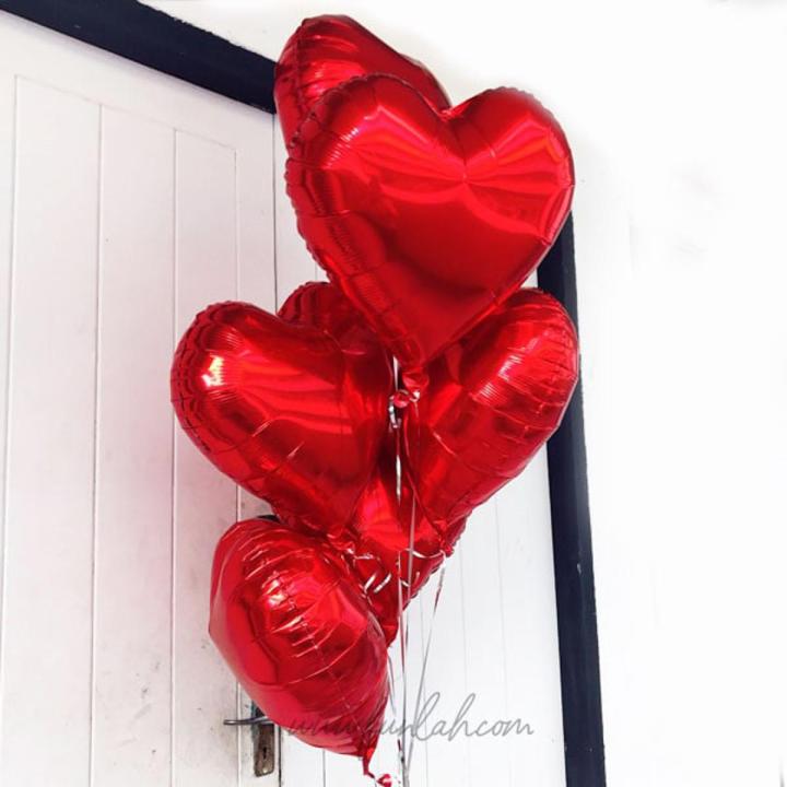 RED HEARTS FOIL BALLOON PACK OF 5 FOIL BALLOONS