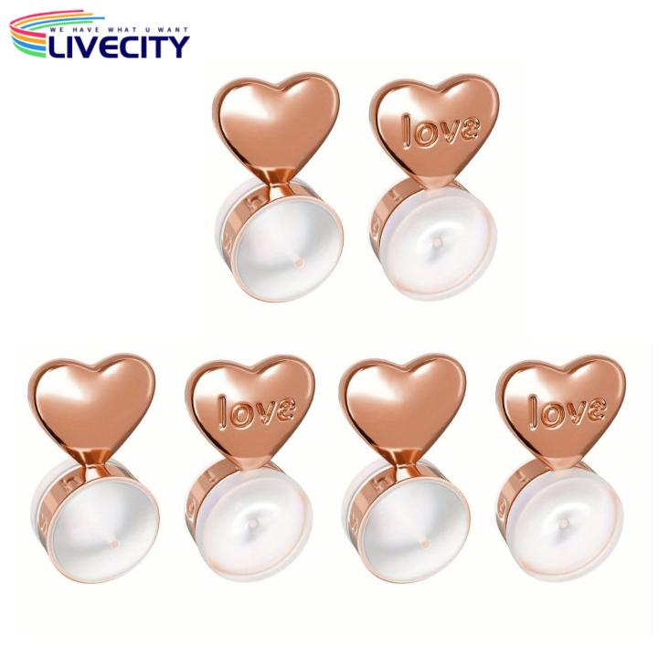 Silicone Earring Backs 6pcs Heart Shape Earring Lifters Silicone Replacements for Droopy Ears Buyers' Favorite Universal Earring Back Replacements
