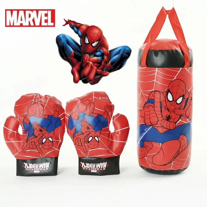 Kids Spider-Man Boxing Training Set – Soft Punching Bag with Matching ...