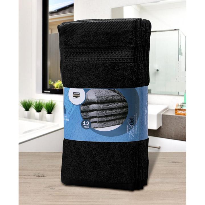 Utopia - Washcloths Set 12 x inches 700 GSM 100% Cotton Premium Quality Flannel Face Cloths Highly Absorbent and Soft Feel Fingertip Towels 12-Pack