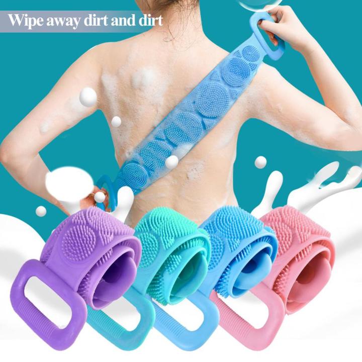 Silicone Back Scrub Bath Shower Silicone Body Brush Silicone Bath Towel  Exfoliating Body Brush Belt Wash Body Wash Silicone Body Scrubber Belt