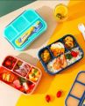 4 Compartments Bento Box With Fork, Kids Lunch Box with Accessories, Lunch Box, Kids School Tiffin Box. 