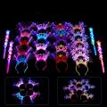 1PC 2025 Happy New Year LED Light Up Headband Creative Bow Crown Hair Hoop Flashing Hair Band Christmas New Year's Eve Party Photo Props. 