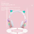 New Cartoon Bubble Rainbow Decompression Wireless Bluetooth Cat Ear RGB Headset with mic Children's headphones support TF card. 