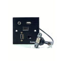 Multifunctional Media Wall Socket Outlet, Multimedia Wall Plate - Black (USB, VGA, HDMI, Internet, Audio). 