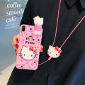 【BestGO】Cute Hello Kitty Phone Case For VIVO Y85 / VIVO V9 Pink Theme Kitty Cat Doll Silicone Phone Back Cover with Folding Stand and Lanyard. 