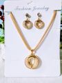 Elegant Metal Necklace & Earrings Set for Women – Stylish Designer Pendant Necklace - Necklace and Earrings. 