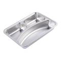 Stainless Steel Metal Sectioned Divided Plates with Lid, Rectangular Dinner Tray, Diet Plate with 3 Sections, Stackable Serving Platter Snack Fruit Plate for Campers. 