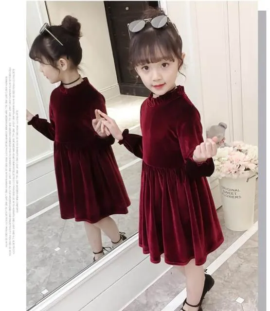 Comfortable Fashion Princess Dresses New Girl Long Sleeve Dress School Child Clothes Teenage Girl Velvet Party Gown Princess Dresses Children 4 12 Years Autumn School Child Clothes Daraz.pk