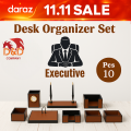 (10 Piece) Executive Wooden Desk Organizer Set for Office | Desk Organisers & Desk Organizers Wooden | Cute Desk Organizer Set | Office Accessories Table & Office Accessories Set | Office Table Accessories. 