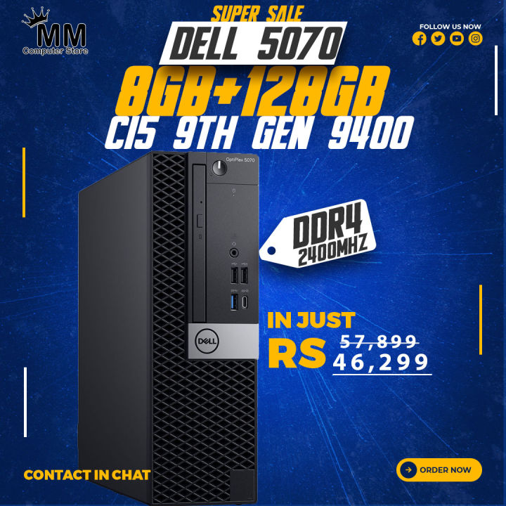 Dell OptiPlex 5070 i5 9400 9th Gen DDR4 8GB RAM 128GB M.2 NVME SSD + 500GB/ 1000 HDD( HDD Optional) Windows 10 Ready Desktop Computer
