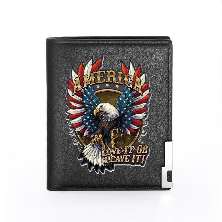 Quality Men Wallet Leather American Eagle Cover Billfold Slim Credit Card/ID Holders Inserts Money Bag Male Pocket Short Purses