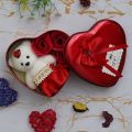 Heart Shaped Valentine's Day Gift Box with I Love You Message, White Teddy Bear, and 3 Red Roses- Gift for Husband, Wife, Girlfriend, Boyfriend - Suitable for Teddy Day, Anniversary. 