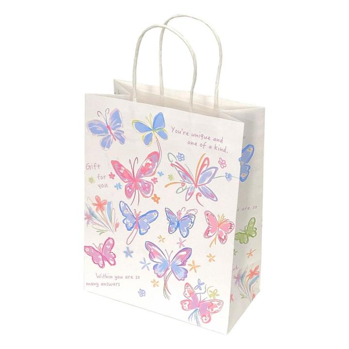 Handle design Butterfly gift bags Elegant Kraft paper material Butterfly print Butterfly treat bags Colorful Bridal goodie bags for Wedding favors Birthday party decorations Baby shower gifts Party