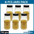 CYLINDER JAR SET - PACK OF 6 PCS PLASTIC KITCHEN JARS BOX STORAGE BURNI ORGANIZER SET MASALA CONTAINER RACK CANDY FOOD GRADE BPA FREE PURE PET MATERIAL FOR DAAL ACHAR SALT SUGAR CANDIES. 