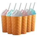 Ice Cream Cone Tumbler with Straw – Kids Tumblers/Sipper With Lids And Straws – Summer Cups Travel Mug for Cold Drinks. 