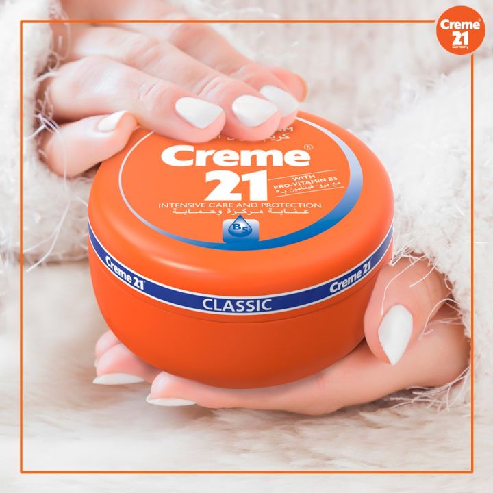 Creme 21 Germany Moisturizing Cream Classic 250ml for Ultimate Dry Skin with Vitamin E & B5 For Hands, Face & Body, Women & Men,