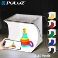 PULUZ 20cm Include 2 LED Panels Folding Portable 1100LM Light Photo Lighting Studio Shooting Tent Box Kit with 6 Colors Backdrops (Black, White, Yellow, Red, Green, Blue). 