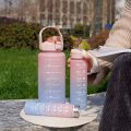 3 Pieces Combo Motivational Water Bottle Set For Day-to-Day Routine | With Time Marker, Funny Stickers, Straw & Handle (2L+900ml+280ml) (Pink With Multi Shades). 