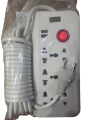 Extension Board with 6 Sockets (3 simple + 3 universal sockets) +2 USB Ports for Mobile Charging with 4 meters long Copper wire. 