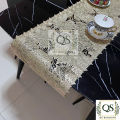 Gold Maple Leaf Vinyl Table Runner ( Golden & Silver)  Non Slip Dining Table Placemats 13"x36" - QS Bedding. 