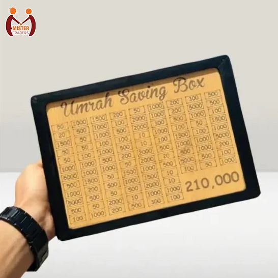 Umrah Saving Box - Wooden Umrah Saving Box - 280 Days Savings Plan - Islamic Halal Money Jar for Hajj & Umrah - Daily Pilgrimage Savings Tracker - Gift for Muslims Money Saving Box I Umrah