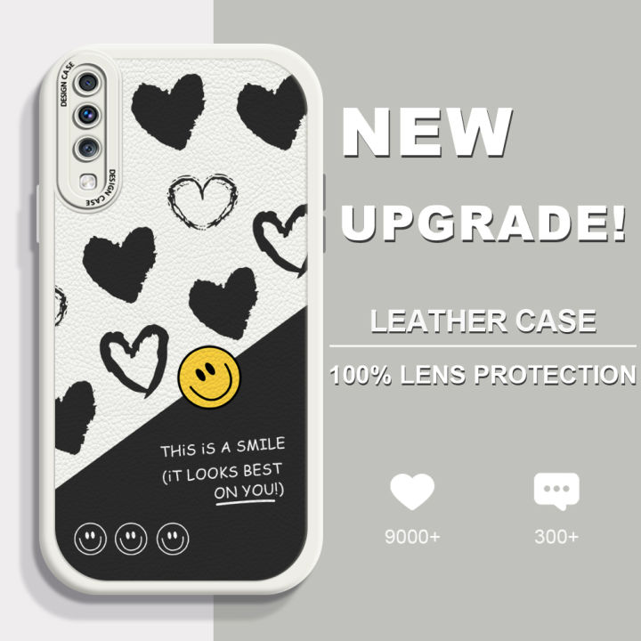 AMORVOR for Samsung Galaxy A70 A70S Back Cover INS Style Heart PU Leather Case Soft Silicone Edge Phone Cases