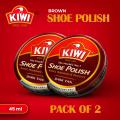 Pack of 2 Kiwi shoe polish 45ml (dark tan) - shine polish for shoes - dark tan shoes polish - Kiwi Shoe Polish to Shines, Nourishes And Protect - Polish For Footwear - Quick Easy Shine To Your Shoes. 
