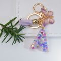 Sequin Crystal Drop Glue English Letter Key Chain Men's And Women's Bag Gift Pendant Key Ring. 