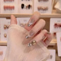 Douyin hand-worn nail art, nail film, French gradient cat's eye, high-quality nail stickers, finished products are detachable. 