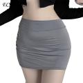 ECHIDNA Women Mini Skirt Ultrathin Skinny Mini Skirt Solid Color Low-rise See-through Hip Lifting Short Women Clubwear Ultrathin Skinny Mini Skirt. 