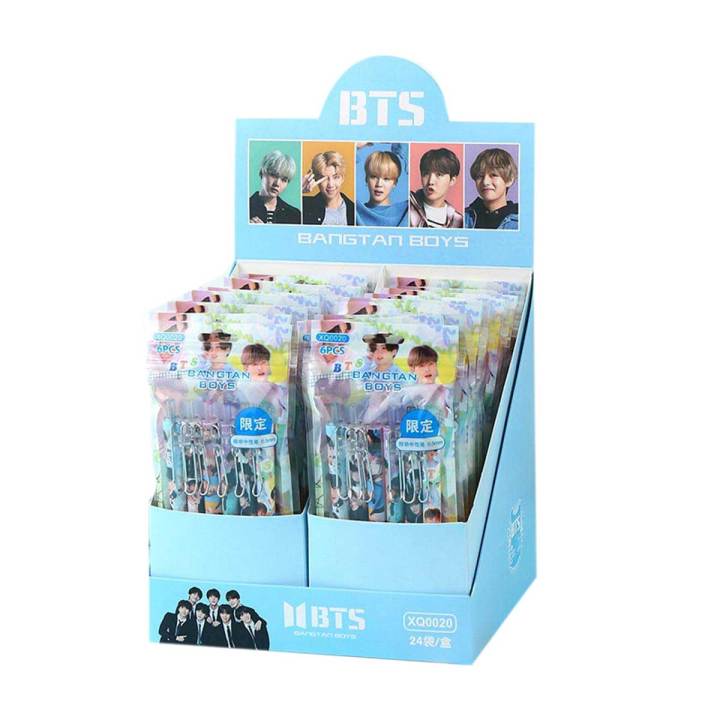 BTS Metal Hook Ball Pen Student Idol Star Gel Pens (6 Pieces)