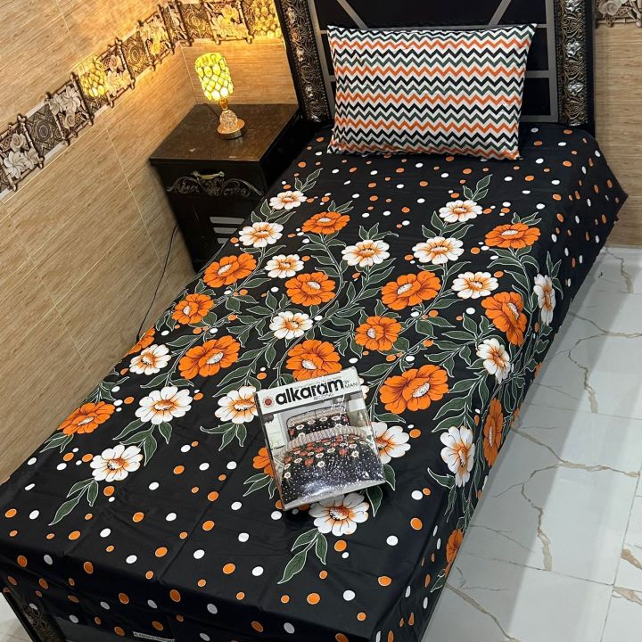 kids 2Pc Salonika Mix cotton Cotton Single  Bedsheets Soft Cotton Size : 60/90inch Easily Washable 2Pc 1 Sheets 1 Pillow Covers