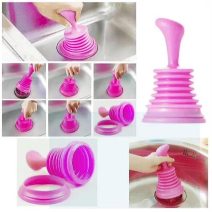Bathroom Kitchen Unblock Toilet Waste Sink Dirt Clog Remover Drainer Small Pump - Orange