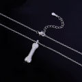 Wang Yibo's Same Style Dog Bone Pendant Necklace for Men and Women's Trendy Hip Hop, Unique Design, Autumn Decoration, Full Diamond Sweater Chain. 