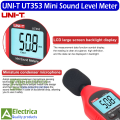 UT353 Digital LCD Mini Handheld Sound Level Meter Noise Audio Volume Detector Decibel Monitoring Tester 30-130dB by electrica. 